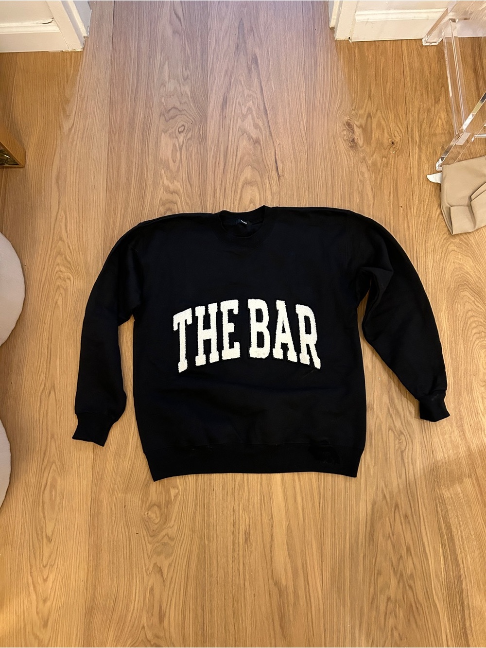 The Bar Black Crewneck Sweatshirt with White Logo